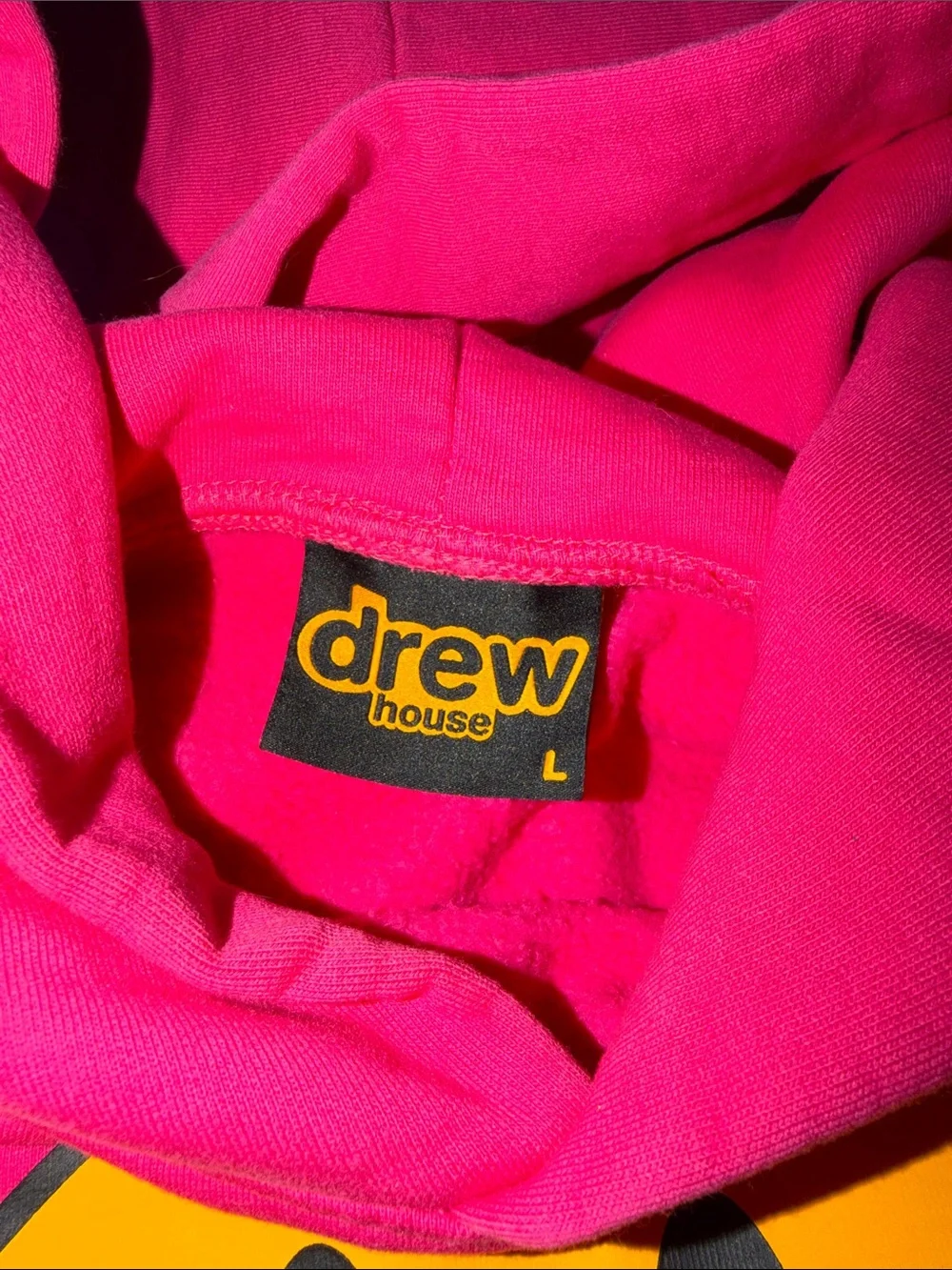DREW Hot Pink Hoodie with Yellow Smiley Logo UNISEX